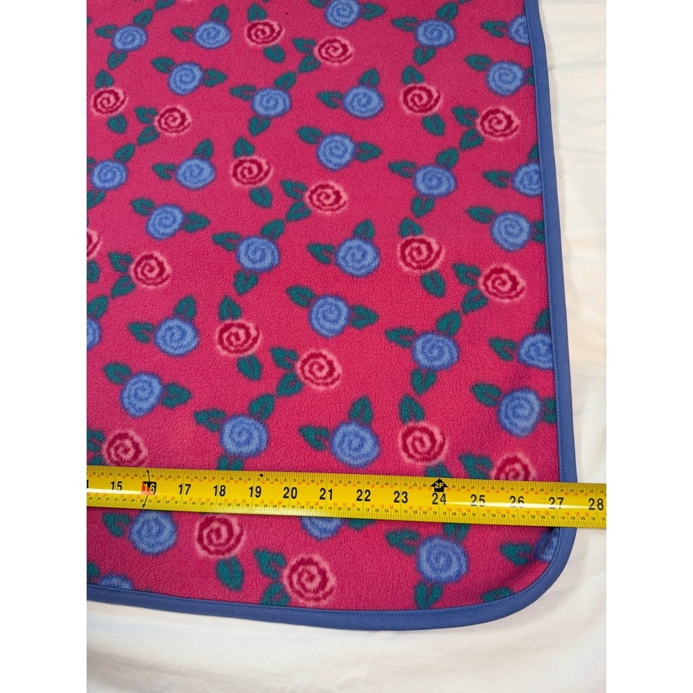 Gymboree Vintage Fleece Baby Blanket Pink Blue Rose Floral Print One Size - Picture 4 of 7